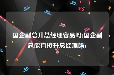 国企副总升总经理容易吗(国企副总能直接升总经理吗)