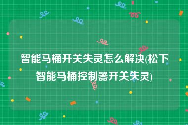 智能马桶开关失灵怎么解决(松下智能马桶控制器开关失灵)