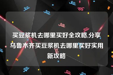 买豆浆机去哪里买好全攻略,分享乌鲁木齐买豆浆机去哪里买好实用新攻略