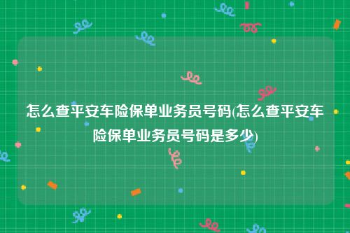 怎么查平安车险保单业务员号码(怎么查平安车险保单业务员号码是多少)