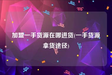 加盟一手货源在哪进货(一手货源拿货途径)