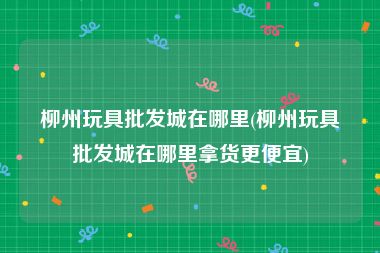 柳州玩具批发城在哪里(柳州玩具批发城在哪里拿货更便宜)