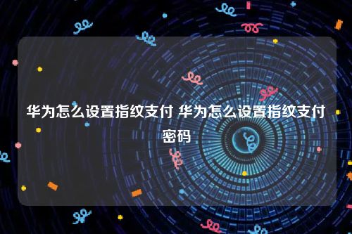 华为怎么设置指纹支付 华为怎么设置指纹支付密码