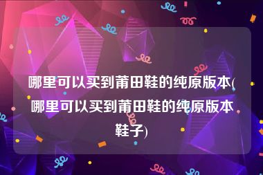 哪里可以买到莆田鞋的纯原版本(哪里可以买到莆田鞋的纯原版本鞋子)