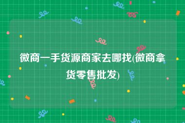 微商一手货源商家去哪找(微商拿货零售批发)