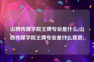 山西传媒学院王牌专业是什么(山西传媒学院王牌专业是什么意思)