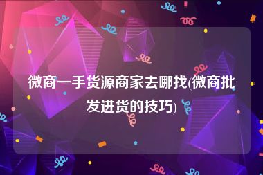 微商一手货源商家去哪找(微商批发进货的技巧)