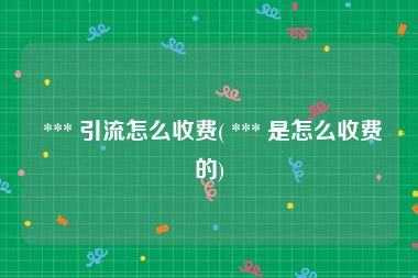  *** 引流怎么收费( *** 是怎么收费的)