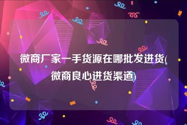 微商厂家一手货源在哪批发进货(微商良心进货渠道)