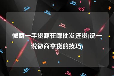 微商一手货源在哪批发进货(说一说微商拿货的技巧)