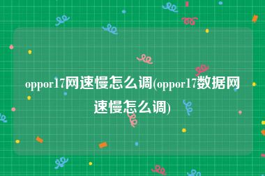 oppor17网速慢怎么调(oppor17数据网速慢怎么调)