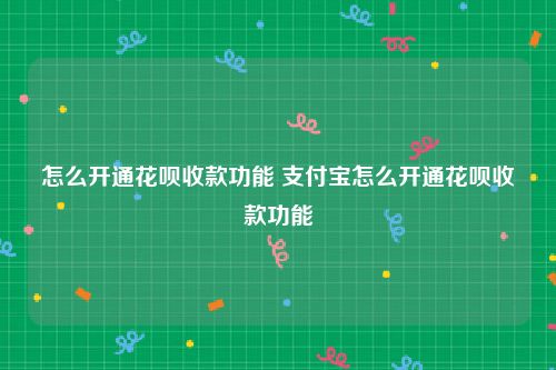 怎么开通花呗收款功能 支付宝怎么开通花呗收款功能