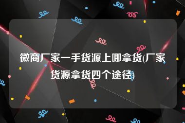 微商厂家一手货源上哪拿货(厂家货源拿货四个途径)