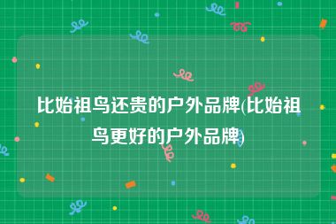 比始祖鸟还贵的户外品牌(比始祖鸟更好的户外品牌)