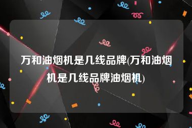 万和油烟机是几线品牌(万和油烟机是几线品牌油烟机)