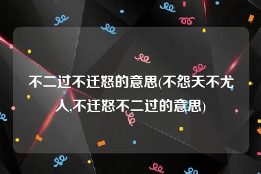 不二过不迁怒的意思(不怨天不尤人,不迁怒不二过的意思)
