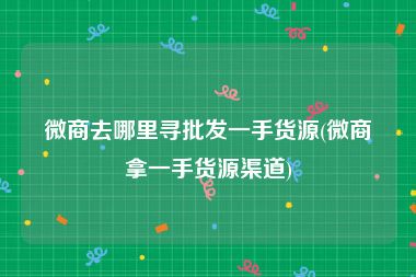 微商去哪里寻批发一手货源(微商拿一手货源渠道)
