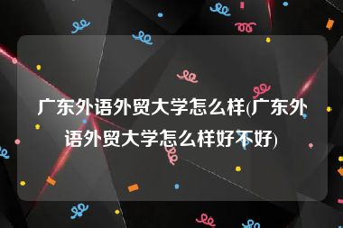 广东外语外贸大学怎么样(广东外语外贸大学怎么样好不好)