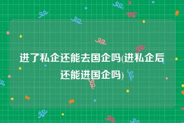 进了私企还能去国企吗(进私企后还能进国企吗)
