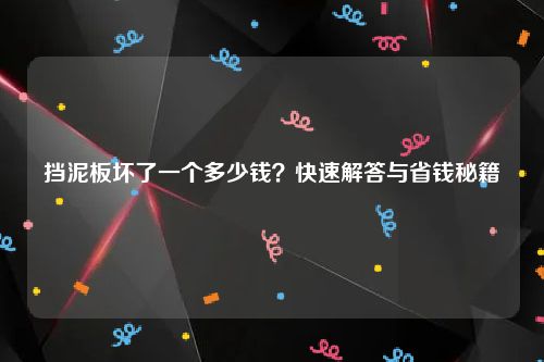 挡泥板坏了一个多少钱？快速解答与省钱秘籍