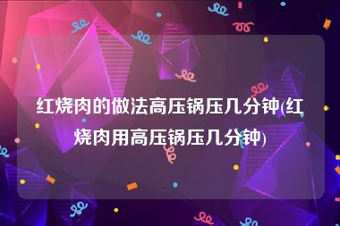 红烧肉的做法高压锅压几分钟(红烧肉用高压锅压几分钟)
