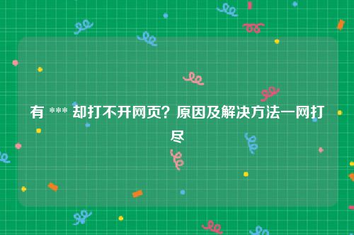 有 *** 却打不开网页？原因及解决方法一网打尽