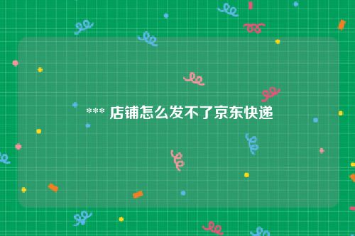  *** 店铺怎么发不了京东快递