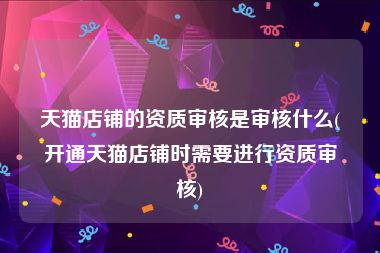 天猫店铺的资质审核是审核什么(开通天猫店铺时需要进行资质审核)