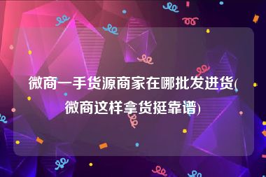 微商一手货源商家在哪批发进货(微商这样拿货挺靠谱)