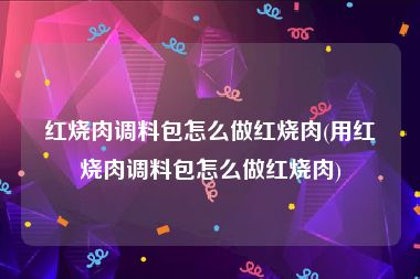 红烧肉调料包怎么做红烧肉(用红烧肉调料包怎么做红烧肉)