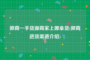 微商一手货源商家上哪拿货(微商进货渠道介绍)