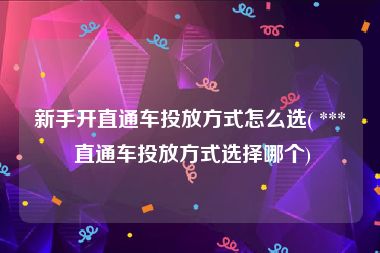 新手开直通车投放方式怎么选( *** 直通车投放方式选择哪个)