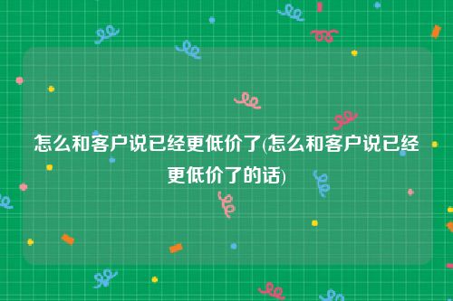 怎么和客户说已经更低价了(怎么和客户说已经更低价了的话)