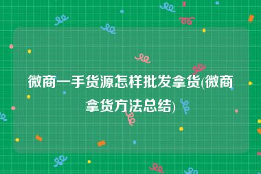 微商一手货源怎样批发拿货(微商拿货方法总结)