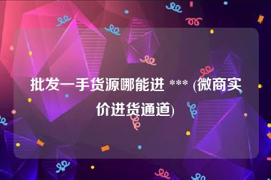 批发一手货源哪能进 *** (微商实价进货通道)