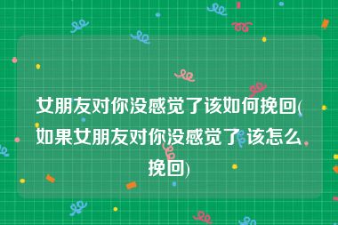 女朋友对你没感觉了该如何挽回(如果女朋友对你没感觉了 该怎么挽回)