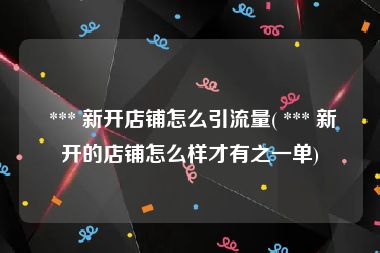  *** 新开店铺怎么引流量( *** 新开的店铺怎么样才有之一单)