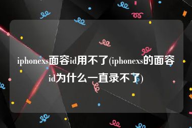 iphonexs面容id用不了(iphonexs的面容id为什么一直录不了)