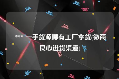 *** 一手货源哪有工厂拿货(微商良心进货渠道)
