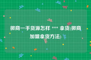 微商一手货源怎样 *** 拿货(微商加盟拿货方法)