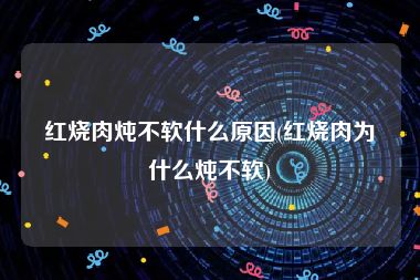 红烧肉炖不软什么原因(红烧肉为什么炖不软)