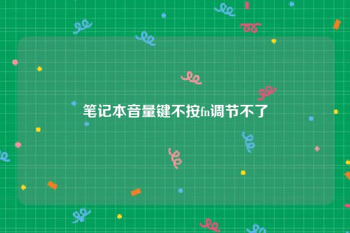 笔记本音量键不按fn调节不了