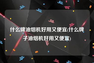什么牌油烟机好用又便宜(什么牌子油烟机好用又便宜)