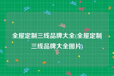 全屋定制三线品牌大全(全屋定制三线品牌大全图片)