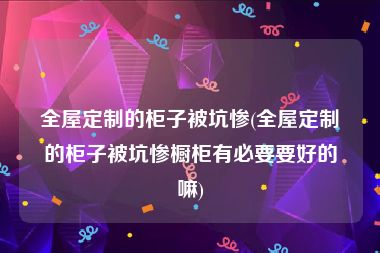 全屋定制的柜子被坑惨(全屋定制的柜子被坑惨橱柜有必要要好的嘛)