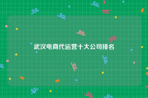 武汉电商代运营十大公司排名