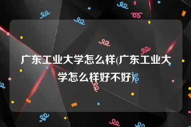 广东工业大学怎么样(广东工业大学怎么样好不好)