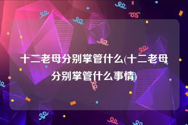十二老母分别掌管什么(十二老母分别掌管什么事情)