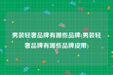 男装轻奢品牌有哪些品牌(男装轻奢品牌有哪些品牌皮带)
