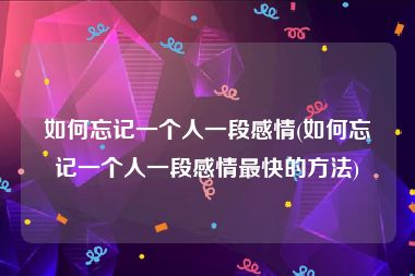 如何忘记一个人一段感情(如何忘记一个人一段感情最快的方法)